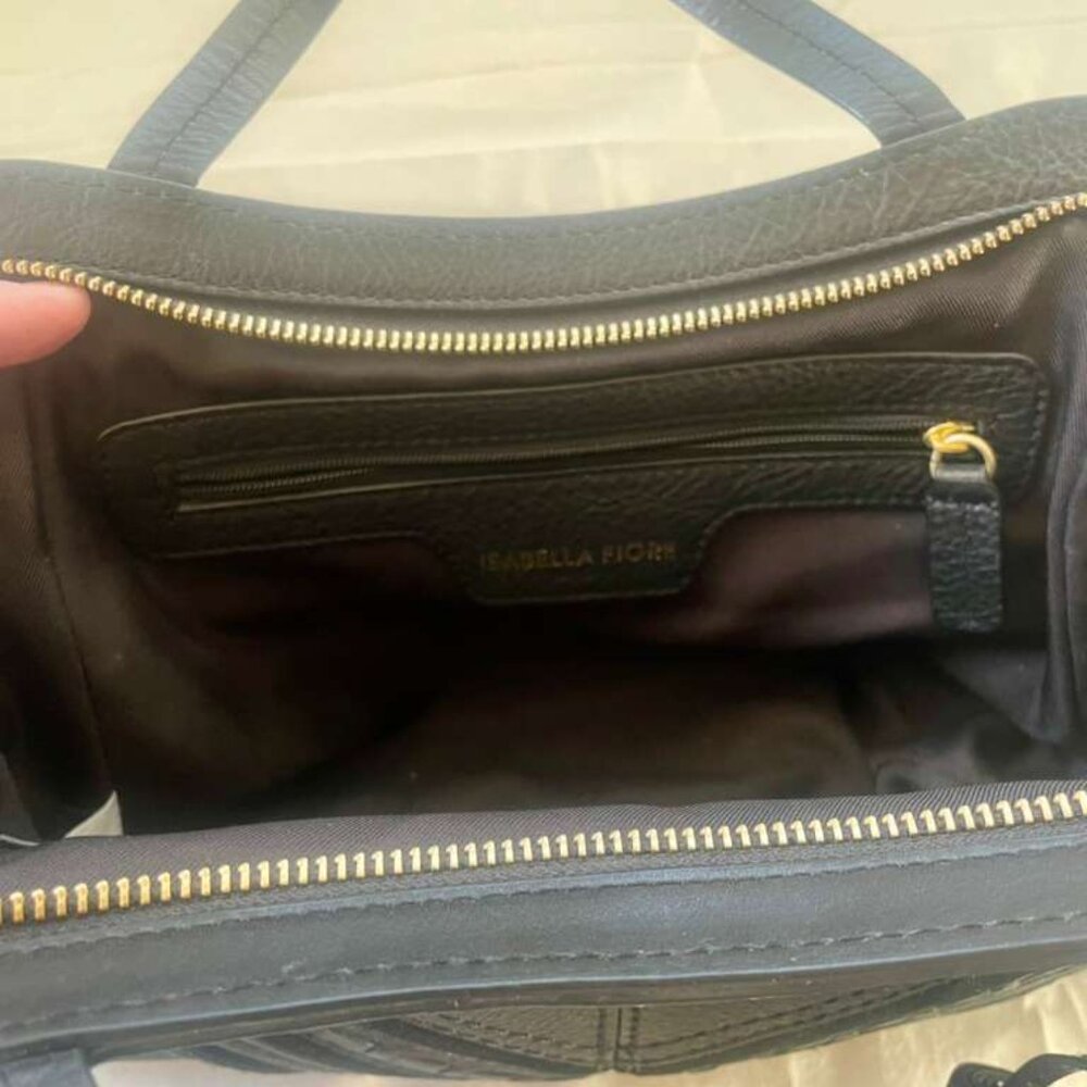 Isabella Fiore Black Leather Purse with Tassel Detail – 13x8.5” - Picture 5 of 9